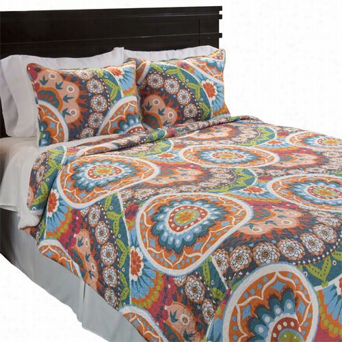 Lavish Home 66-10052-t Twin 2 Pieced Anette Reversible Quilt Set In Multi