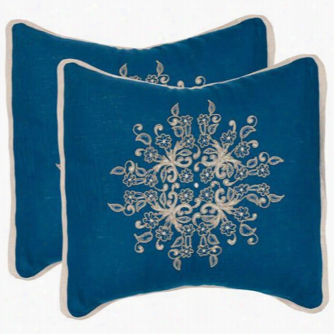 Safavieh Dec325a-2020-set2 Casyello 20" Royal Blue Decorative Pillows - Set Of 2