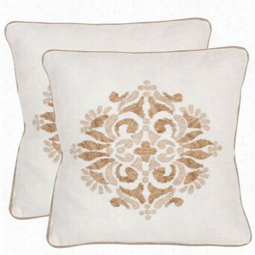 Safavieh Dec327a-0220-set2 Marrgherite 20" Linen Ccream Deccorative Pillows - Set Of 2