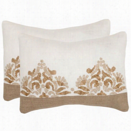 Safavieh Dec328a-1220-set2 Marseille Linen Cream Decorative Pillows - Set Of 2