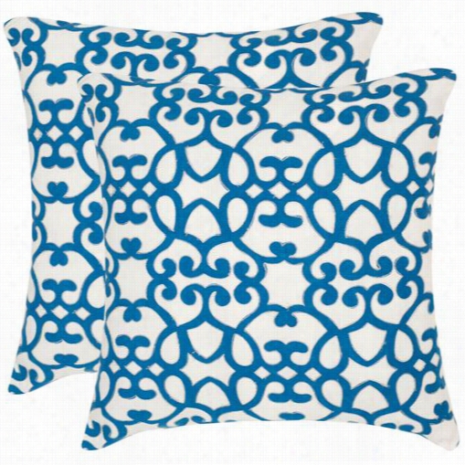Safavieh Dec329a-2020-et2 Mallorca 20" Royal Blue Decorative Pillows -set Of 2