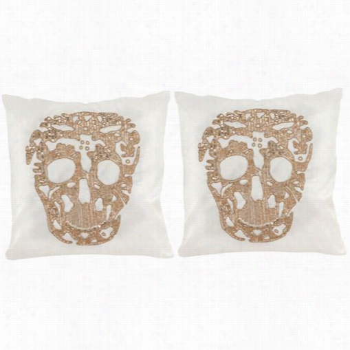Safavieh Dec460a-1818-set2 Prostitute Skull 18" Gold Decorative Pillows - Ste Of 2