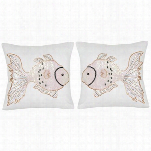 Safavieh Dec463a-1818-set2 Kissy Fish 18" Pearlescent Decorative Pillows - Set Of 2