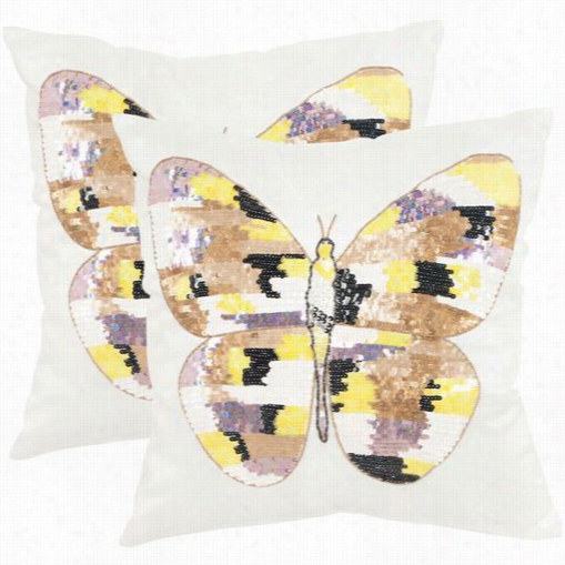Safavieh Dec466a-1818-set2 Papillon 18" Srbet  Shimmer Decorative Pillows - Set Of 2
