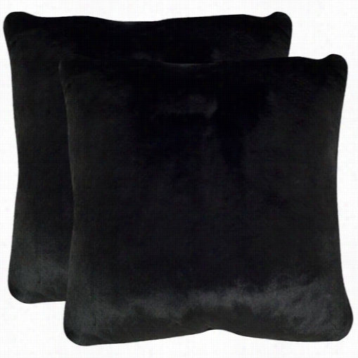 Safavieh Dec701a-2020-set2 Faux Black Mink 20" Onyx Decorative Pilows - Et Of 2