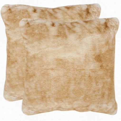 Safavieh Dec702a-2020-set2 Faux Fox 20" Light Brown D Ecorative Pillows - Set Of 2