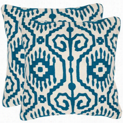 Safavieh Dec901a-2020-set2 Tennes 20" Royal Blue Decoratiive Pillows - Set Of 2
