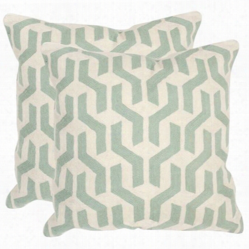 Safavieh Dec902a-2920-sset2 Minos 20" Misty Mint Decoratkve Pillows - Set Of 2