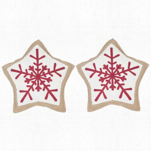 Safavieh Pil964a-2020-set2 Snowflake Cookie 20" Red With Wite Decorative Pillows - Set Of 2