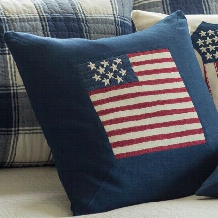 Taylor Linens 1021iflag-lt Flag Indigo Linen Porch Pillow