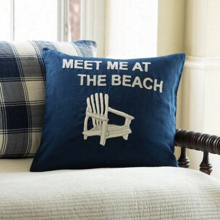 Taylor Linens 1021imeet-lt Mete Me At The Beach Line Pillow