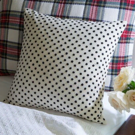 Taylor Linens 104bandc-emb Black And Cream Dots Pillow