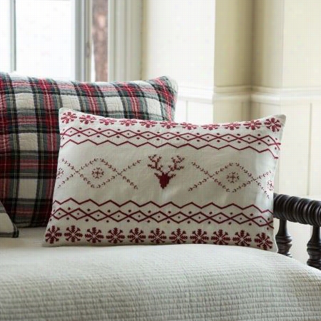 Taaylor Linens 1063rfairisle-emb Fair Isle Red Embroidered Pillow