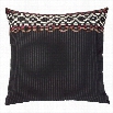 HiEnd Accents LG1905E1 Bayfield 27" x 27" Embroidered Pinstripe Euro Sham in Black Multi with Reversed to Red