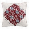 HiEnd Accents WS4011P1 Bandera Floral Pillow in Red/Vintage White with Scalloped Corners