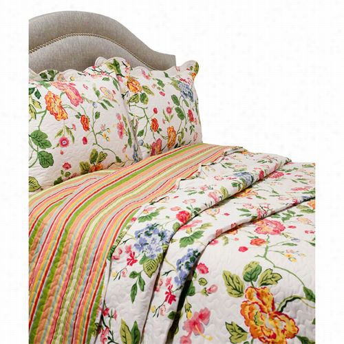 Pegasus Home Fashions 4500vcami-4k Veemicelli Embroidery Amie King Quilt And Sham Set