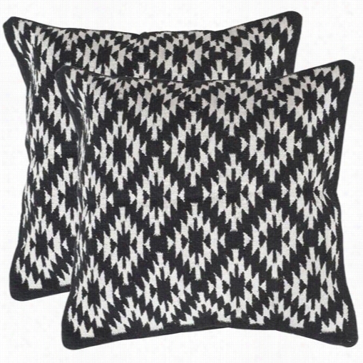 Safaavieh Dec150a-2020-set2 Navajo Diamoond 29" ;black Deckrative Pillows - Set Of 2