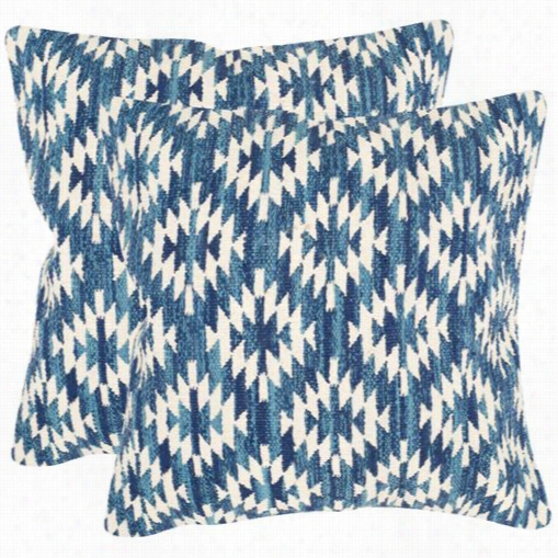 Safavieh Dec150b-1220-set2 Navajo Diamond Blue Decoragive Pillows - Set Of 2