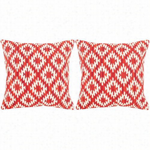 Safaveh Dec 150c-1220-set2 Navajo Diamond Red Decorat1ve Pillows - Set Of 2
