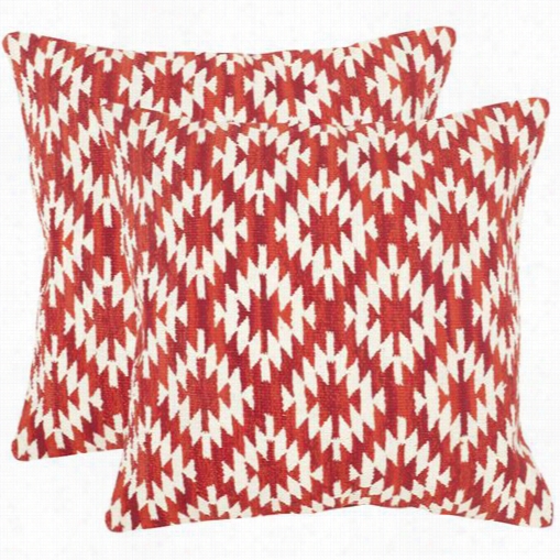 Safavieh Dec150c-2020-set2 Navajo Diamond 20" Red Decorative Pillows - Set Of 2
