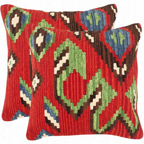 Safavieh Dec155a-2020-set2 Katsina 20" Red Decorative Pillws - Set Of 2