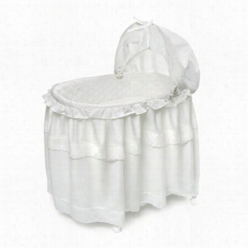 Badger Baskets 00620 White Long Skirt Prtable Bassinet And Cradle With Toybox Base