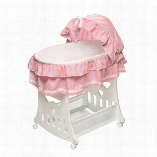 Badger Baskets 0063 Waffle Ruffled Poortbel Bassinet And Ccradle With Toybox Base