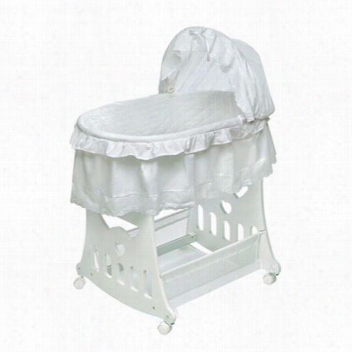 Badger Baskets 00630 White Hafl S Kirt Portable Bsasinet And Cradle With Toybox Base