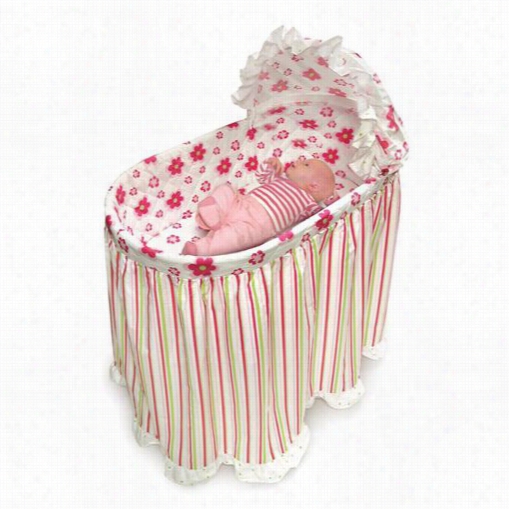 Badger Baskets 0071 Embrace Bassinet With Stripe And Bedding Set