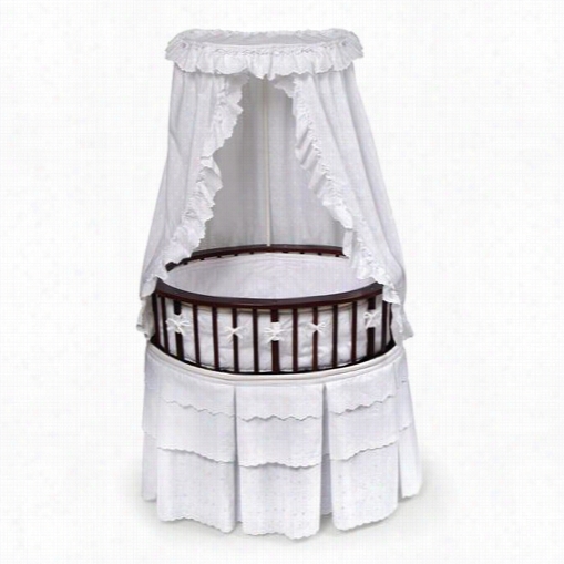 Badger  Baskets 00856 Cherry Elite Oval Bassinet With White Eyelet Bedding