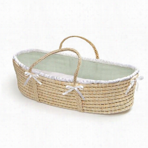 Badger Baskets 00883 Natural Moses Basket Wit H Sage Wsffle Bedding