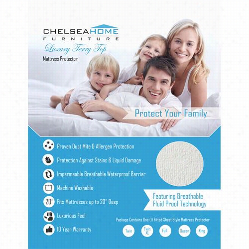 Chelsea Home Furnigure 915475-lt-f Full Luxury Terry Matttress Protector In  White