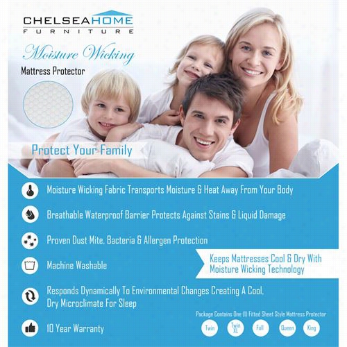 Chelsea Home Equipage 917880-mw-k Knig Moisture Wicking Mattress Protector In White