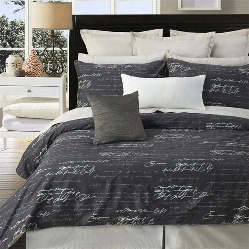 Daniadown 55568d8 Script  King Duvet Cover Seet In Taupe With Off White Writing