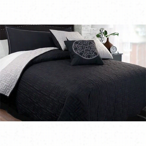 Hallmart Colllectjb Les 49734m Ila Coverlet 5 Pieces King Comforter Set In Black/grey