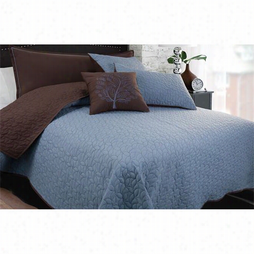 Hallmart Collectibles 49738 Morning Lezves 5 Pieces Sovereign Coverlet Set In Blue/brown