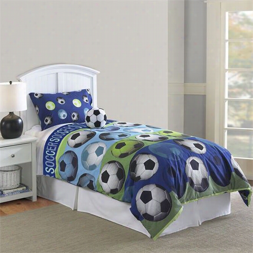 Hallmart Collectibles 64016 Hallmart Kids Soccer Blue 3 Piece Twin Comforter Set