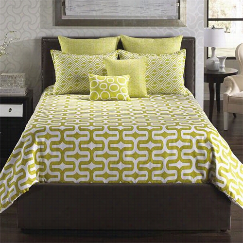 Hallmart Collectibles 67153 Angelk:home Usa Mod Citron 6 Piece Queen Comforter With  F Iller Set