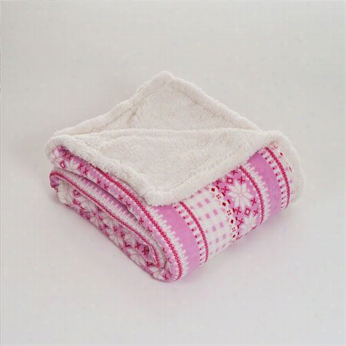 Lavish Home 16o-04-pink Fleeece/shepra Throw In Winter Pink