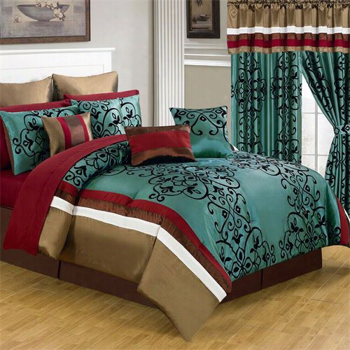 Lavish Home 66-00013-24pc-q 24 Piece Room-in-a-bag Edge Green Queen Comforter Set