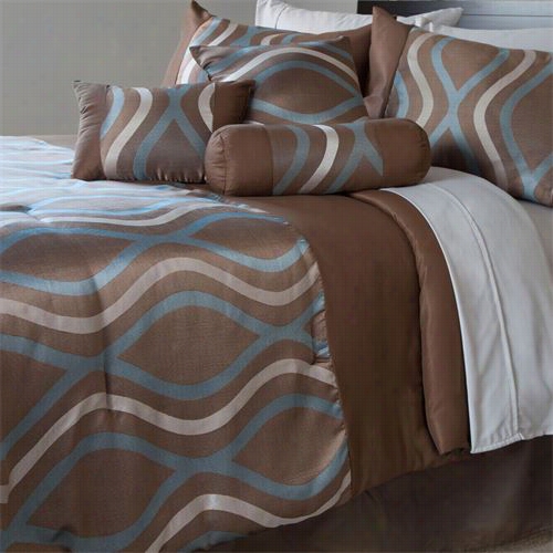 Lavish Home 66-0008-k 7 Piece King Galina Comforter Set In Bronze/brown