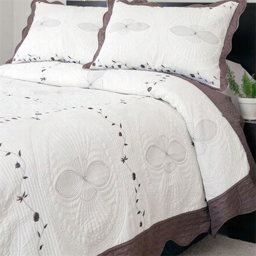 Lavish Home 66-10008-t 2 Piee Athena Embroisered Twin Quilt  Set