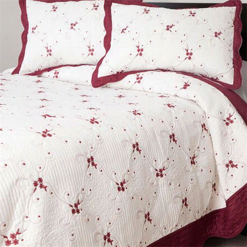 Lavish Home 66-10011-t 2  Piece Chloe Embroidered Twij Quilt Set