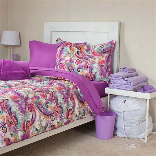 Lavish Home 66-70-txl Natalie 22 Piece Revefsible Twin Xl Dorm Set