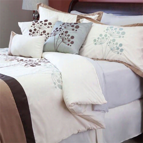 Laish Home 66-mf7pc-q-002 Brooke 7 P1ece Embroidered Quee N Comforter Set