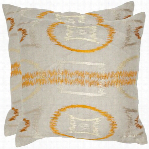 Safavieh Dec306a-2222-set2 Reese 22" Orange Decorative Pillows -  Set Of 2