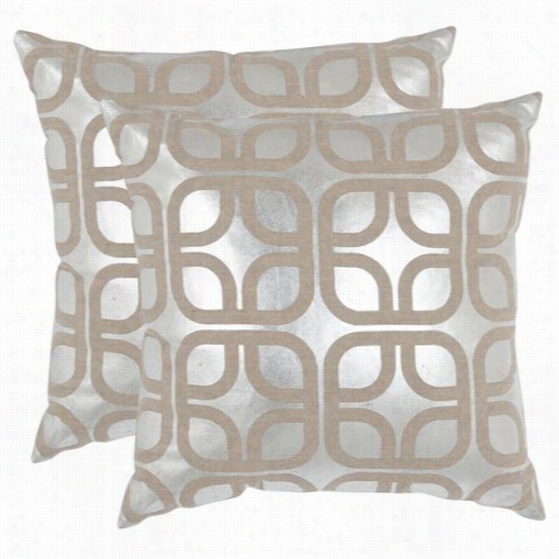 Safavieh Dec400a-1818-set2 Cole 18" Silver Decorative Pillowa - Set  Of 2