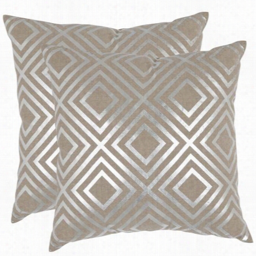 Safavieh Dec404a-1818-set2 Chloe 18" Silver Decorative  Pillows - Set Of 2