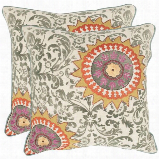 Safavieh Dec500a-1 818-set2 Sunny 18" Silver Deecorativs Pillows - Set Of 2