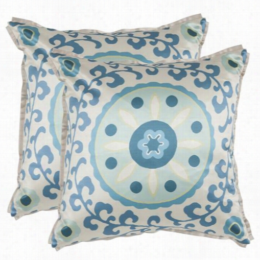 Safavieh Pil165a-1818-set2 Frida 18" Decorative Pillows In Blue- Set Of 2